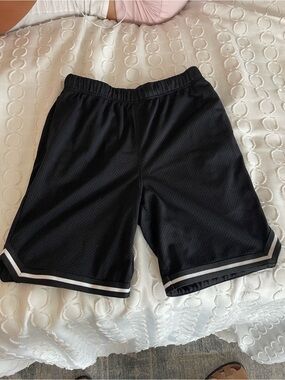 Old Navy Black Athletic Mesh Shorts with White and Gray Trim